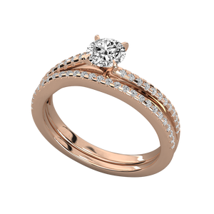 Bague solitaire en or massif 10 carats avec diamant de laboratoire et 51 petits diamants certifiés IGI – Ensemble de bijoux de mariée pour femme en or jaune/rose/blanc - Product Image 5
