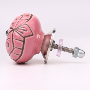 Lot céramique ferme boutons rose placard tire spirale Floral armoire salle de bain placard porte poignée 3.81 cm CK-1451 - Product Image 2
