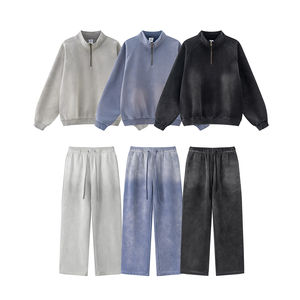 STITCHMODE Sweat-shirt à col montant et manches raglan personnalisé Blank Plain Oversized Vintage Fleece Sun Faded Black Streetwear - Product Image 6