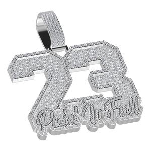 Pendentif en moissanite personnalisable avec grand numéro Collier en or massif 10kt style hip-hop pour hommes Cadeau de bijoux bling avec diamant VVS - Product Image 3