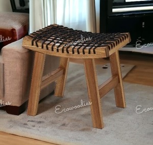 Luxueux bambou rotin bébé tabouret Charpoy tabouret tissé macramé pouf tabouret pour salon os incrustation Console - Product Image 4