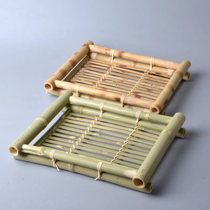 Plateau tissé en bambou fait à la main, style japonais naturel, plateau de service en bambou - Product Image 1