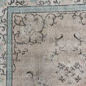 Turkish Vintage Rug 3.5x6.3 ft (106x191 cm), <b>Brown</b> Solid <b>Wool</b> Rug - Product Image 4
