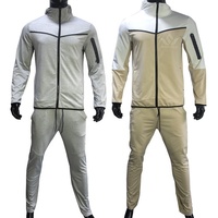 Ensemble de survêtement 2-en-1 pour homme avec capuche, veste zippée intégrale et pantalon de jogging, poches latérales, en polyester respirant, tenue de sport décontractée