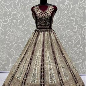 Indian Bridal Wear Velvet Collections for Bride with Zarkhan Work by Fabzone FZBELLA - Product Image 1
