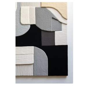 Premium Hand Tufted Modern Abstract Rectangular Area <b>Rug</b> High Pile Woolen in <b>Panda</b> Color for Home Use - Product Image 2