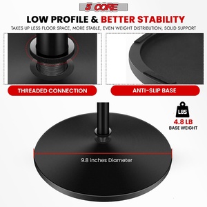 Support de microphone à 5 poteaux, réglable en hauteur sur 3 niveaux (24-67 pouces), avec base ronde robuste, pour microphones de sol - Product Image 4