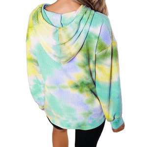 Tye Dye Faux Fur Fluffy Hoodie para niños Moda para hombres Bolsillo de canguro Venta al por mayor Estilo americano Hombro suelto Tie Dye Hoodie - Product Image 3