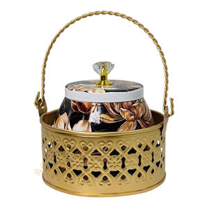 Pot à fruits secs imprimé en fer Pichwai Design avec panier décoratif pour le stockage des aliments et les cadeaux - Product Image 4