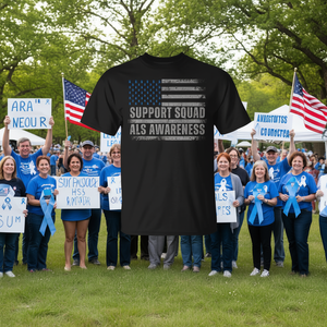 Camiseta con la Bandera Americana para Apoyar el Mes de Concienciación sobre la Atrofia Muscular Laminar (ALS), Producto Promocional de EE. UU. - Product Image 3