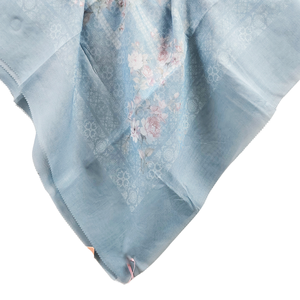 Nara série luxe confort coton Hijab écharpe tenue à manches courtes élégant décontracté pour adultes bleu impression numérique printemps - Product Image 3