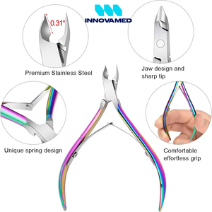 Pince à cuticules en acier inoxydable à mâchoires affûtées, avec poignée antidérapante de différentes formes, pour l'élimination des cuticules mortes, type Staleks. - Product Image 4