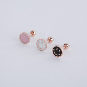 Orecchini da donna alla moda in oro 14k Fine orecchini da festa vari colori simpatici epossidici con sorriso viso Piercing gioielli regali all'ingrosso K-gioielli - Product Image 4