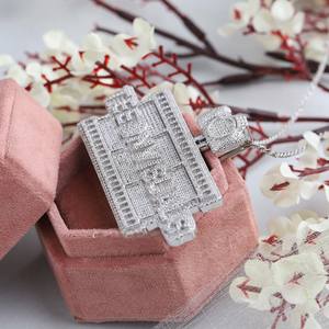 Customized High-End 925 Silver VVS Moissanite <b>Pendant</b> <b>for</b> <b>Men</b> Fully Iced Hip Hop Style with Custom Name High Quality <b>Necklaces</b> - Product Image 4