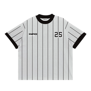 Camiseta unisex Boxy Snaketeam a rayas de gran tamaño estilo callejero impreso en talla grande transpirable para hombres y mujeres - Product Image 4