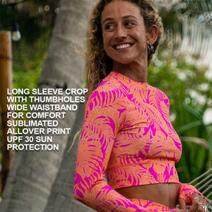 Top sublimado de manga larga recortada y ajustada, Top de Yoga de secado rápido perfecto para entrenamientos elegantes y acogedores para mujeres - Product Image 3