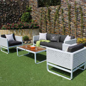 Meubles de jardin extérieurs modernes avec cadre en aluminium Ensembles de salle à manger en osier pour le salon Matériau en rotin - Product Image 1