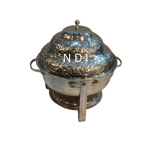 Hammered Design Dish <b>Food</b> <b>Warmer</b> <b>Buffet</b> Server Dishes Wedding Parties Catering Serving Chafing Dish With Black Stand - Product Image 5