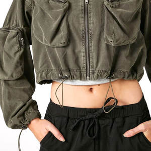 OEM Service Top Selling <b>Women</b> Cropped <b>Jacket</b> / New Winter Collection Plain Blank Plus Sizes Crop Top <b>Jacket</b> for <b>Women</b> - Product Image 6