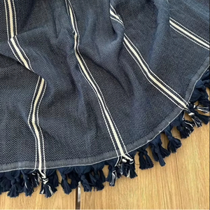 Cubrecama Premium 100% Algodón Natural, Azul Marino y Blanco a Rayas, Tejido de Piqué, 130x180cm - Product Image 1