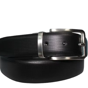 Ceinture en cuir classique, élégante pour le bureau et les tenues formelles, noire imprimée avec boucle en alliage, personnalisable par Divine International - Product Image 1