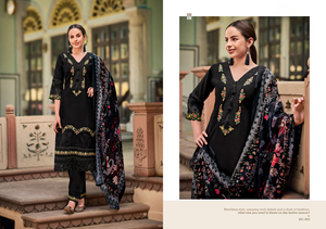 Conjunto de Kurti de 3 Piezas de Seda Romana Pura con Bordado Intenso de Dhwaja Export, de Secado Rápido y Corte Regular para Mujer, Ideal para Uso Casual o en Fiestas de Diwali - Product Image 3