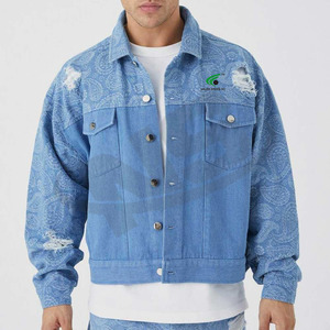 Trendy Casual <b>Denim</b> <b>Jacket</b> For Men Solid Color Cotton Jeans Outerwear <b>Lightweight</b> Slim Fit Fashionable Streetwear - Product Image 1