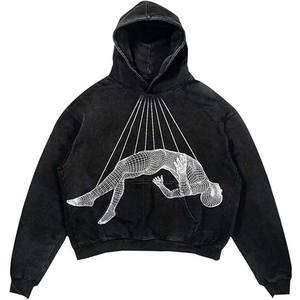 Sweat-shirts à capuche imprimés décontractés pour hommes, style tendance, poids lourd, 100% coton, prix de gros, streetwear - Product Image 3