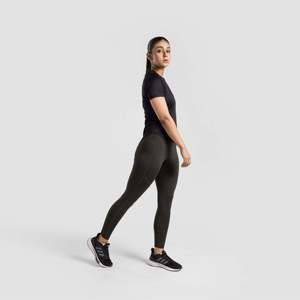 Leggings de sport tricotés EliteFlow à motifs (Olive) – Compression, effet push-up et contrôle du ventre pour la gym, l'entraînement et le yoga - Product Image 4