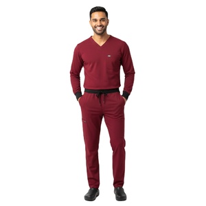 Ensemble de blouses d'infirmier pour hommes, tissu tricoté, haut et bas, uniforme d'hôpital, fournisseur en gros OEM ODM, production - Product Image 5