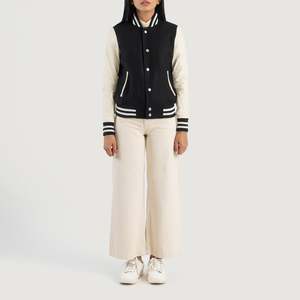 เสื้อแจ็คเก็ต Savant Hybrid Varsity สีดำและสีขาว สำหรับฤดูใบไม้ร่วง สวมใส่สบายอย่างสมบูรณ์แบบ - Product Image 3