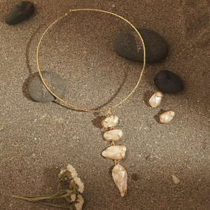 Ensemble collier ras du cou en perles éblouissantes avec boucles d'oreilles élégantes pour femmes, parfait pour les mariages, les fêtes et les occasions spéciales - Product Image 2