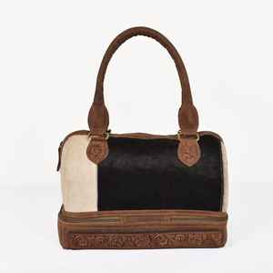 Sacs fourre-tout de week-end en fourrure de vachette véritable pour femmes à la mode - Product Image 1