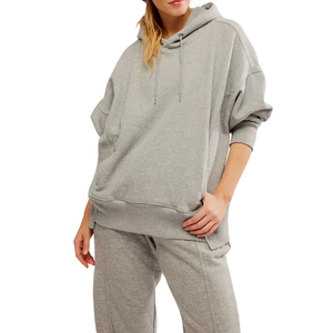 . Sweat à capuche long pour femmes longueur étendue avec tissu en mélange de coton confortable et poche avant idéal pour l'hiver et les saisons fraîches - Product Image 2
