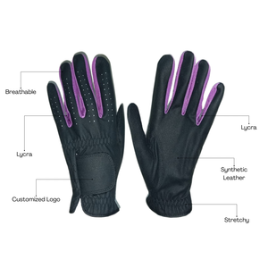 Gants de golf gaucher personnalisés de haute qualité pour hommes/femmes en cuir synthétique Spandex Lycra Cabretta PU Sports EOM accepté - Product Image 1