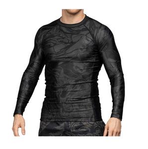 Rash Guards de alto rendimiento para hombres Color azul sólido Manga completa Elástico Spandex/Poliéster Logotipo personalizado Rash Guards en venta - Product Image 6