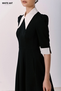 Prix usine robe pour femmes demi-manches Karamat robe trapèze tissu écologique vêtements d'été blanc Vietnam usine - Product Image 5