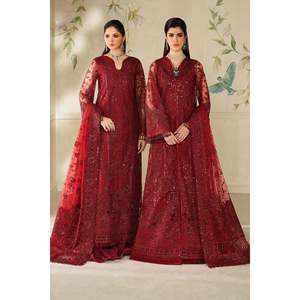 Wedding Embroidered <b>Net</b> <b>Fabric</b> Ch14-01 Unstitched - Product Image 1