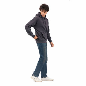 Sweats à capuche noirs pour hommes, sweat à capuche lourd pour l'hiver avec logo personnalisé, conception ODM, technique de teinture unie - Product Image 3