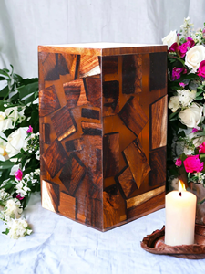 Rosewood Cremation Urn Blue Resin Inlay <b>Pet</b>/Human <b>Ashes</b> Memorial <b>keepsake</b> for Humans And <b>Pets</b> - Product Image 4
