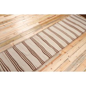 พรมขนาด 2.9x10.7 ฟุต, พรมแบบรันเนอร์สไตล์ตุรกี, พรมคิลิมสีน้ำตาลลายอิคัต - Product Image 2