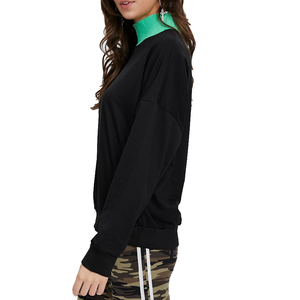 Sudadera con cuello simulado en contraste con estampado elegante personalizado para mujer, cuello alto, logotipo frontal, invierno, algodón, largo, transpirable, rápido - Product Image 2