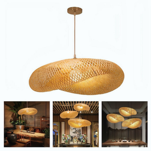 Abat-jour en bambou de taille personnalisée, suspension tissée à la main pour la décoration intérieure rustique, luminaire naturel en vrac - Product Image 5