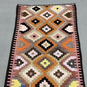 Alfombra Turca Vintage, Alfombra de Pasillo de 2.9x12.1 pies (88x368 cm), Alfombra de Lana con Parches Naranjas - Product Image 5