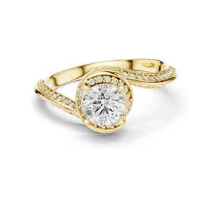Anillo de Compromiso con Diamante de Laboratorio Redondo Brillante de 0.996 CT, con Halo Trenzado, Claridad VVS-VS EF, Oro de 18K, 14K, 10K y Plata 925 - Product Image 1