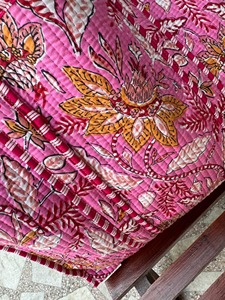 Bolso acolchado con estampado de bloque de mano de algodón, ropa de fiesta para niñas, bolso de compras para mujer, bolso de hombro - Product Image 3