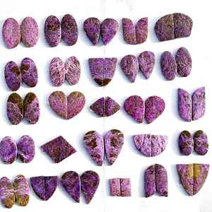 Paire de cabochons de purpurite naturelle, paires de pierres précieuses violettes assorties de qualité supérieure, vente en gros pour la fabrication de bijoux - Product Image 6