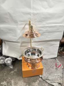 Plato de catering para bodas, acabado de oro rosa de acero inoxidable de alta calidad, plato de frotamiento de comida usado para hoteles y restaurantes - Product Image 3