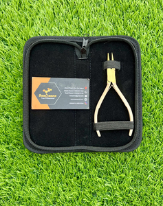 Saaqaans Enterprises Pince professionnelle d'extension de cheveux de nez plat Logo personnalisé Beige or acier inoxydable de qualité chirurgicale - Product Image 6