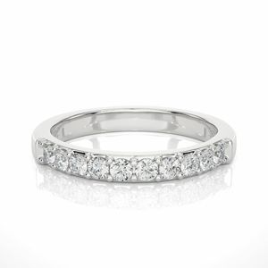 Anillo de Compromiso de Media Eternidad con Diamantes de Corte Redondo para Mujer - Product Image 6